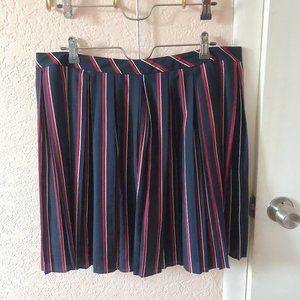 BANANA REPUBLIC Sz 14 Skirt Pleat Navy Blue Red Wh